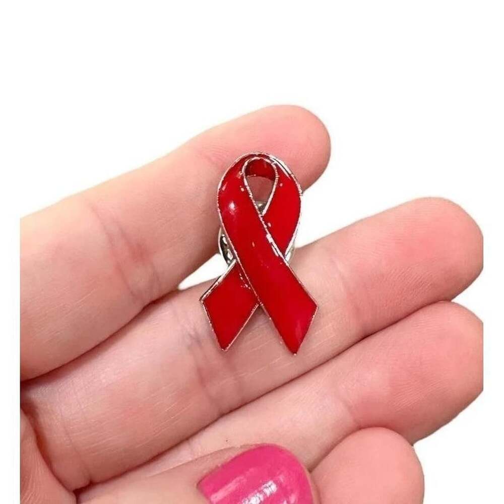 Awareness Ribbon Lapel Pin Red Enamel Metal Badge
